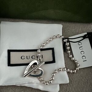 Authentic Gucci Toggle Heart bracelet Sterling Silver